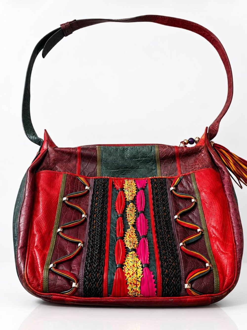 Vintage 80's Sharif Multicolor Leather Shoulder Bag